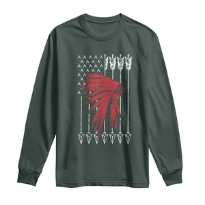 Native American Teepee American Flag Long Sleeve Shirt
