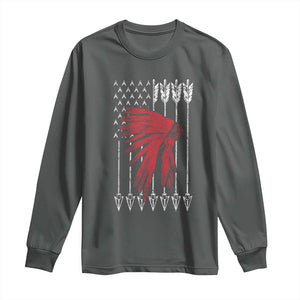 Native American Teepee American Flag Long Sleeve Shirt