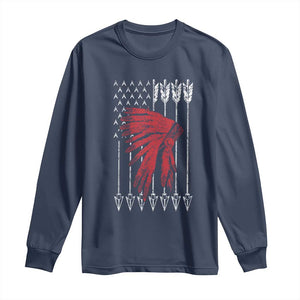 Native American Teepee American Flag Long Sleeve Shirt