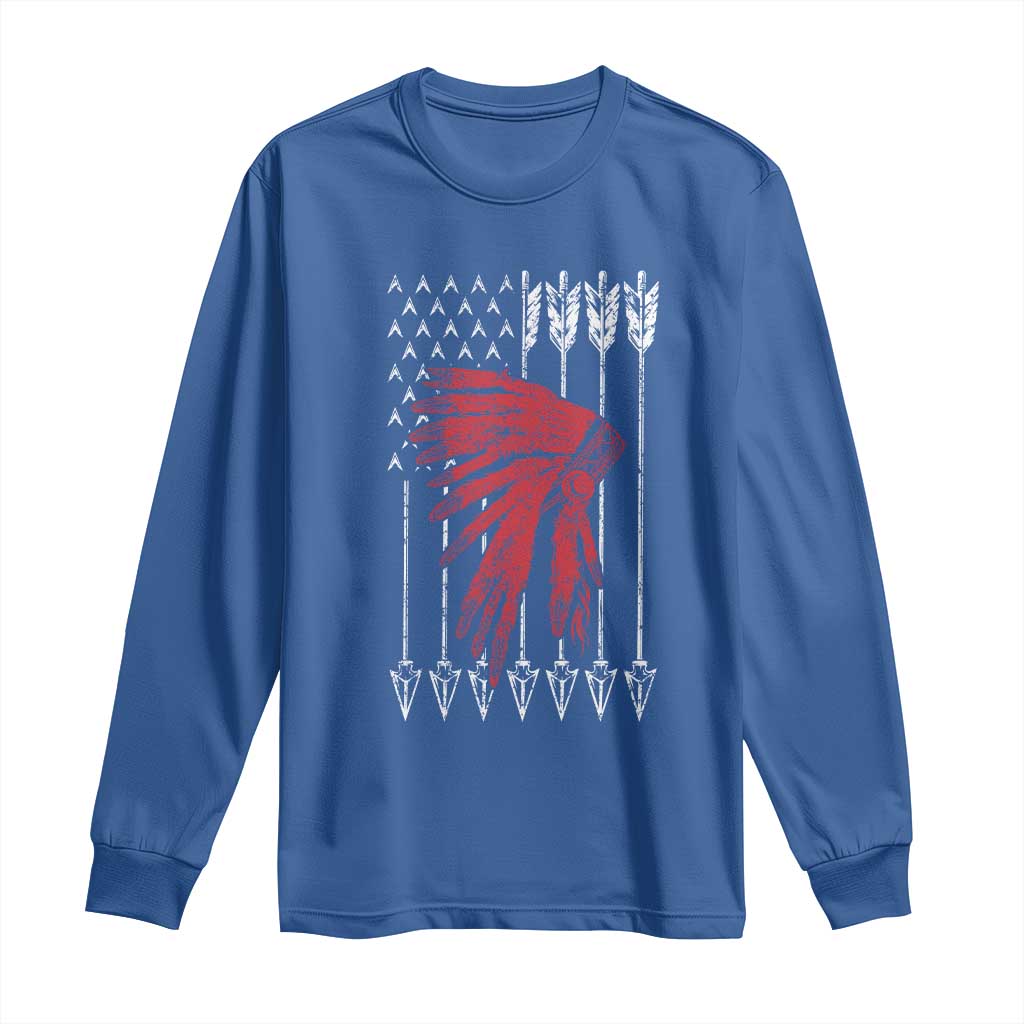 Native American Teepee American Flag Long Sleeve Shirt