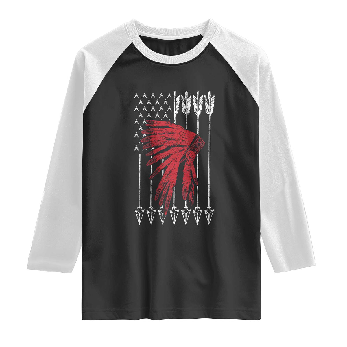 Native American Teepee American Flag Raglan Shirt