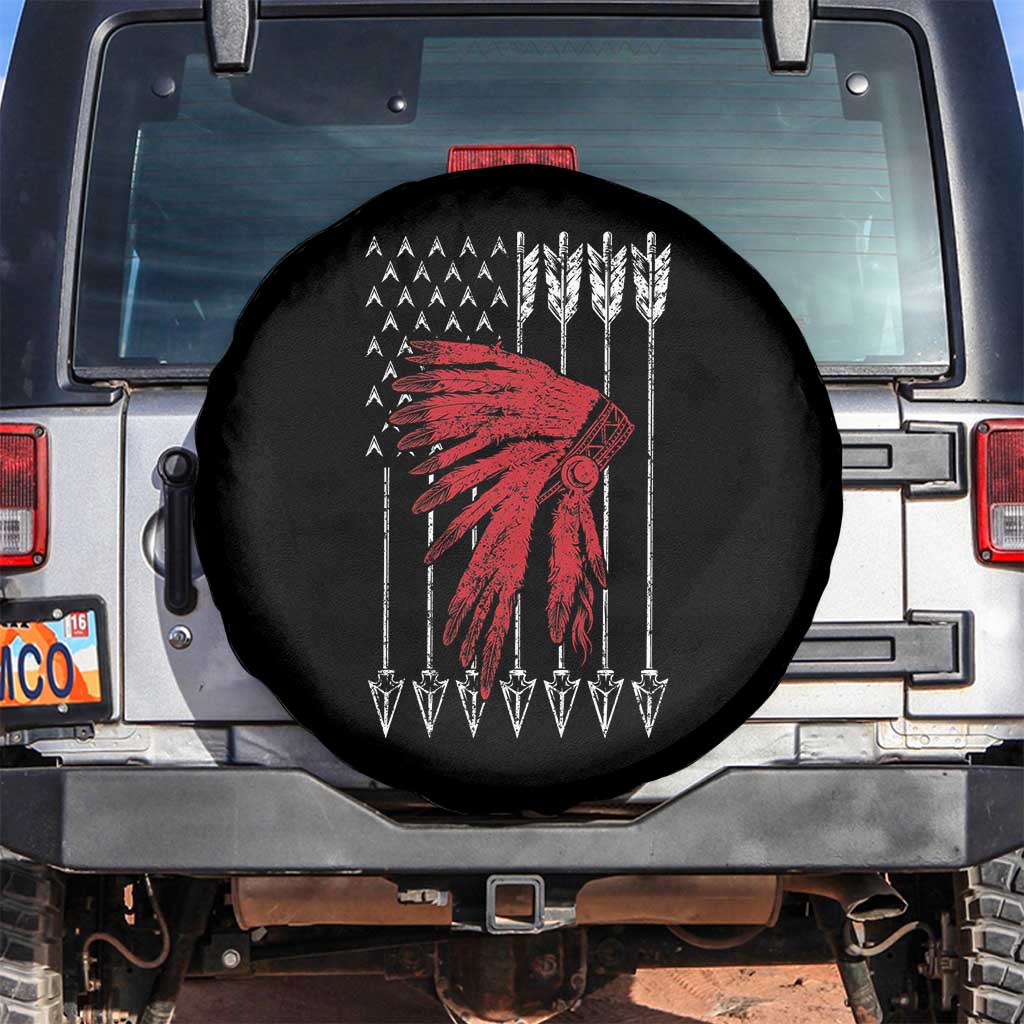 Native American Teepee American Flag Spare Tire Cover TS14 No hole Black Print Your Wear