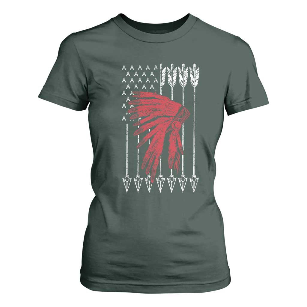 Native American Teepee American Flag T Shirt For Women