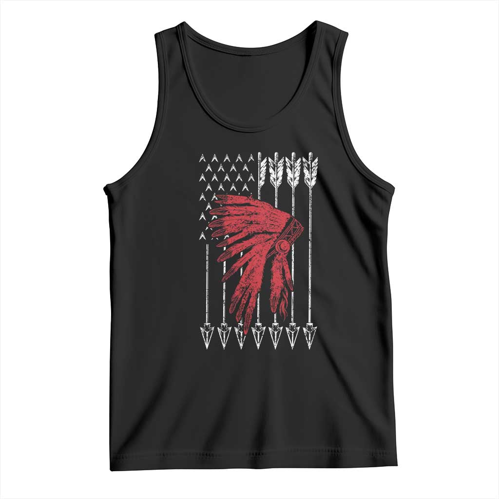 Native American Teepee American Flag Tank Top TS14 Black Print Your Wear