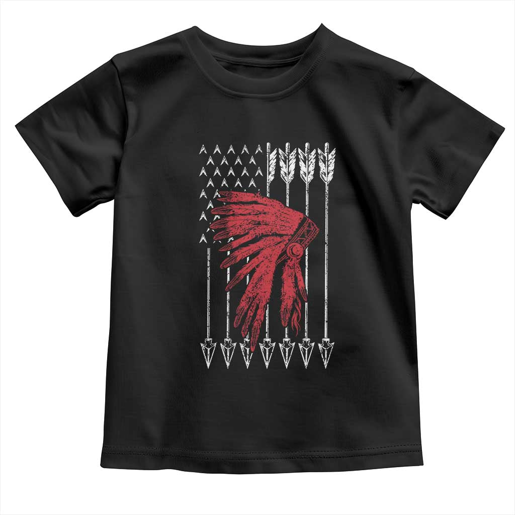Native American Teepee American Flag Toddler T Shirt TS14 Black Print Your Wear