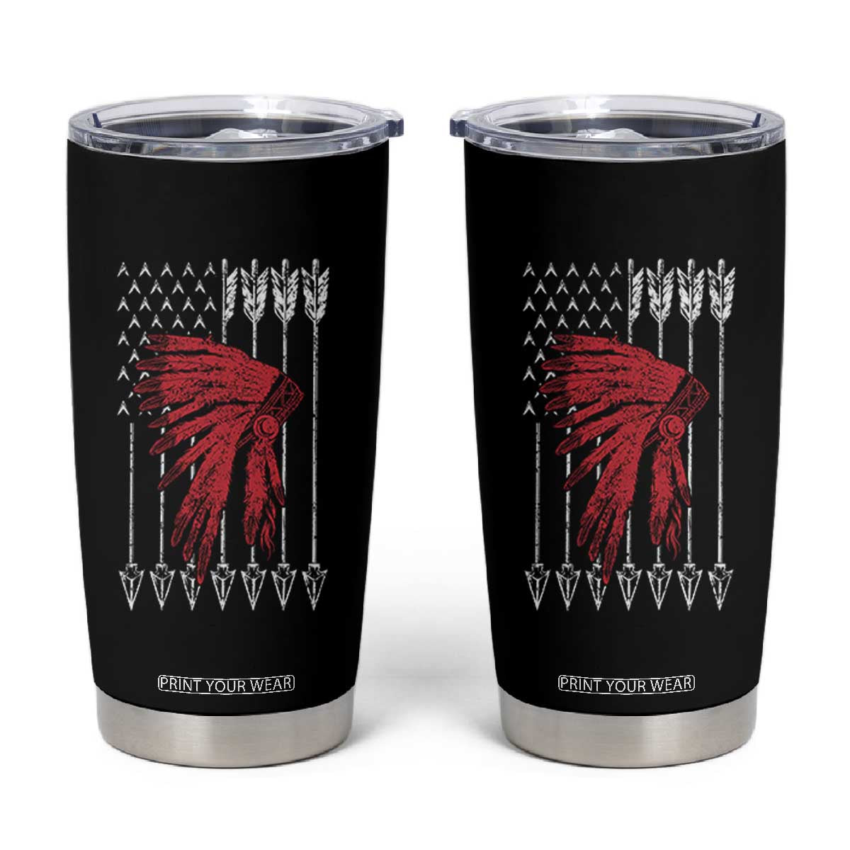 Native American Teepee American Flag Tumbler Cup
