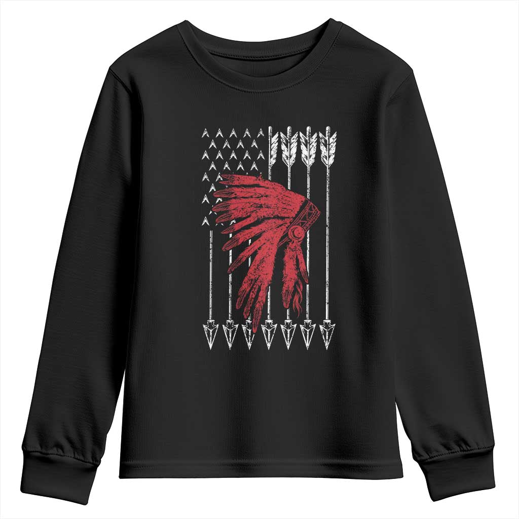 Native American Teepee American Flag Youth Sweatshirt TS14 Black Print Your Wear