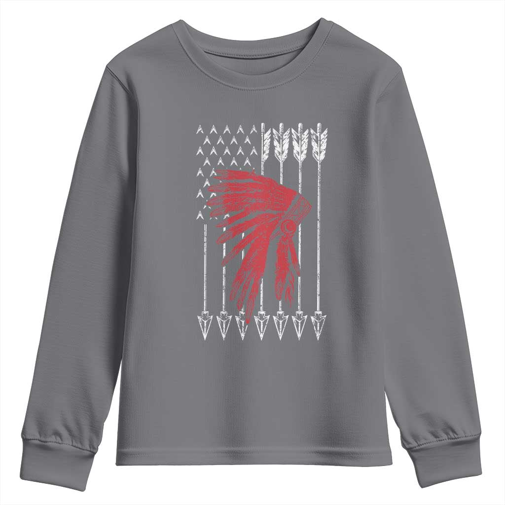 Native American Teepee American Flag Youth Sweatshirt