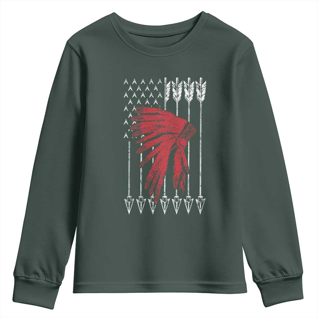 Native American Teepee American Flag Youth Sweatshirt