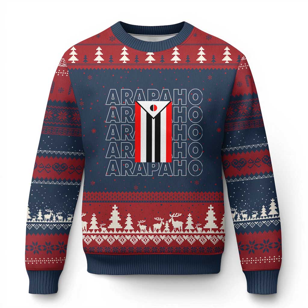 Arapaho Nation Flag Symbol Ugly Christmas Sweater TS14 Navy Red Print Your Wear