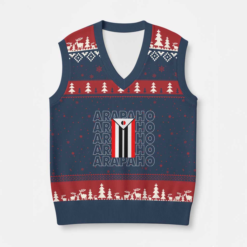Arapaho Nation Flag Symbol V-Neck Knit Sweater Vest TS14 Navy Red Print Your Wear