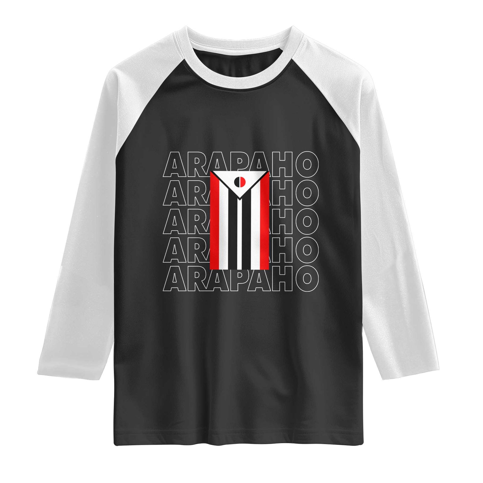 Arapaho Nation Flag Symbol Raglan Shirt TS14 Black White Print Your Wear