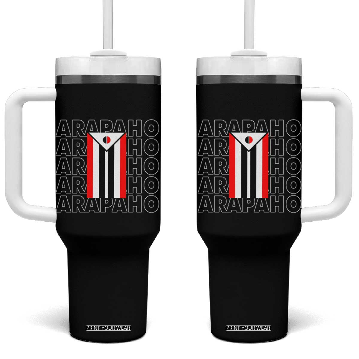 Arapaho Nation Flag Symbol Tumbler With Handle TS14 One Size: 40 oz Black Print Your Wear