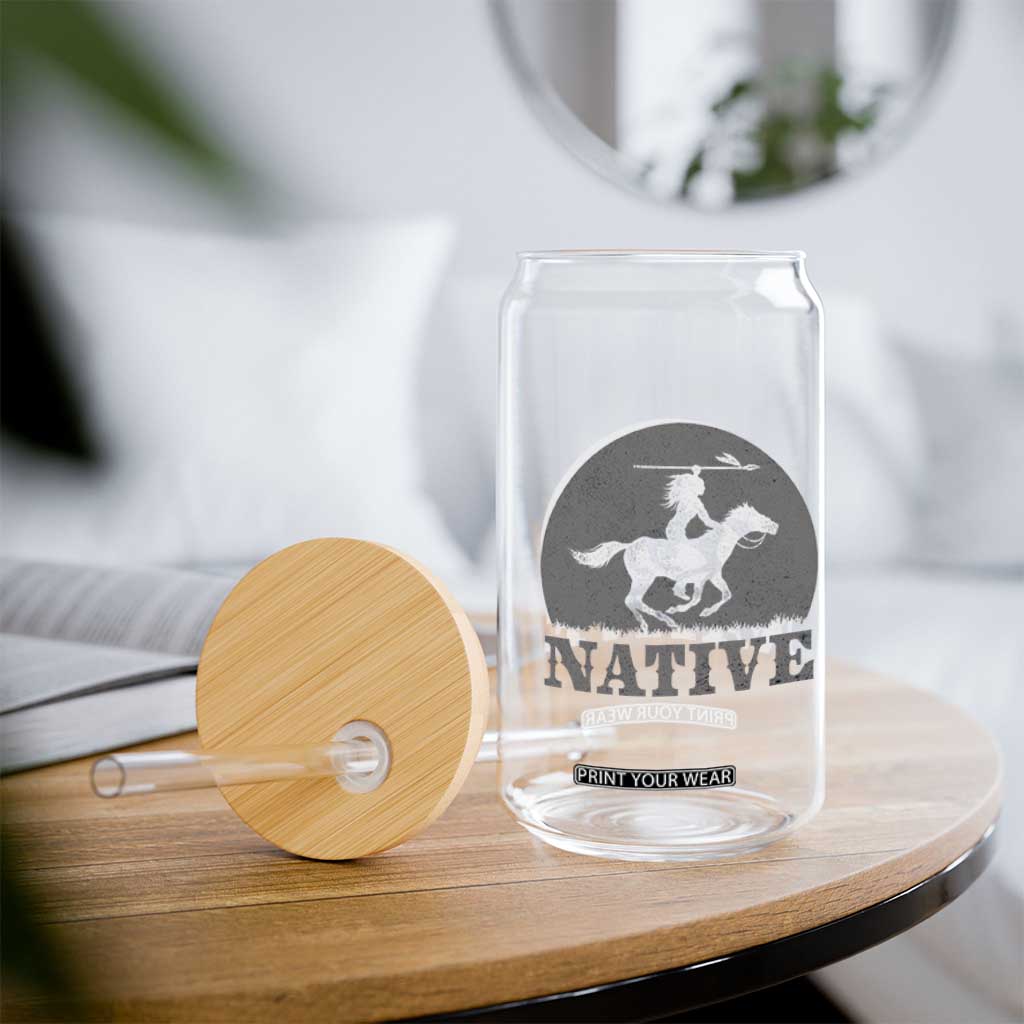 Northwest Native American Knight Pride Mountain Warrior Glass Can