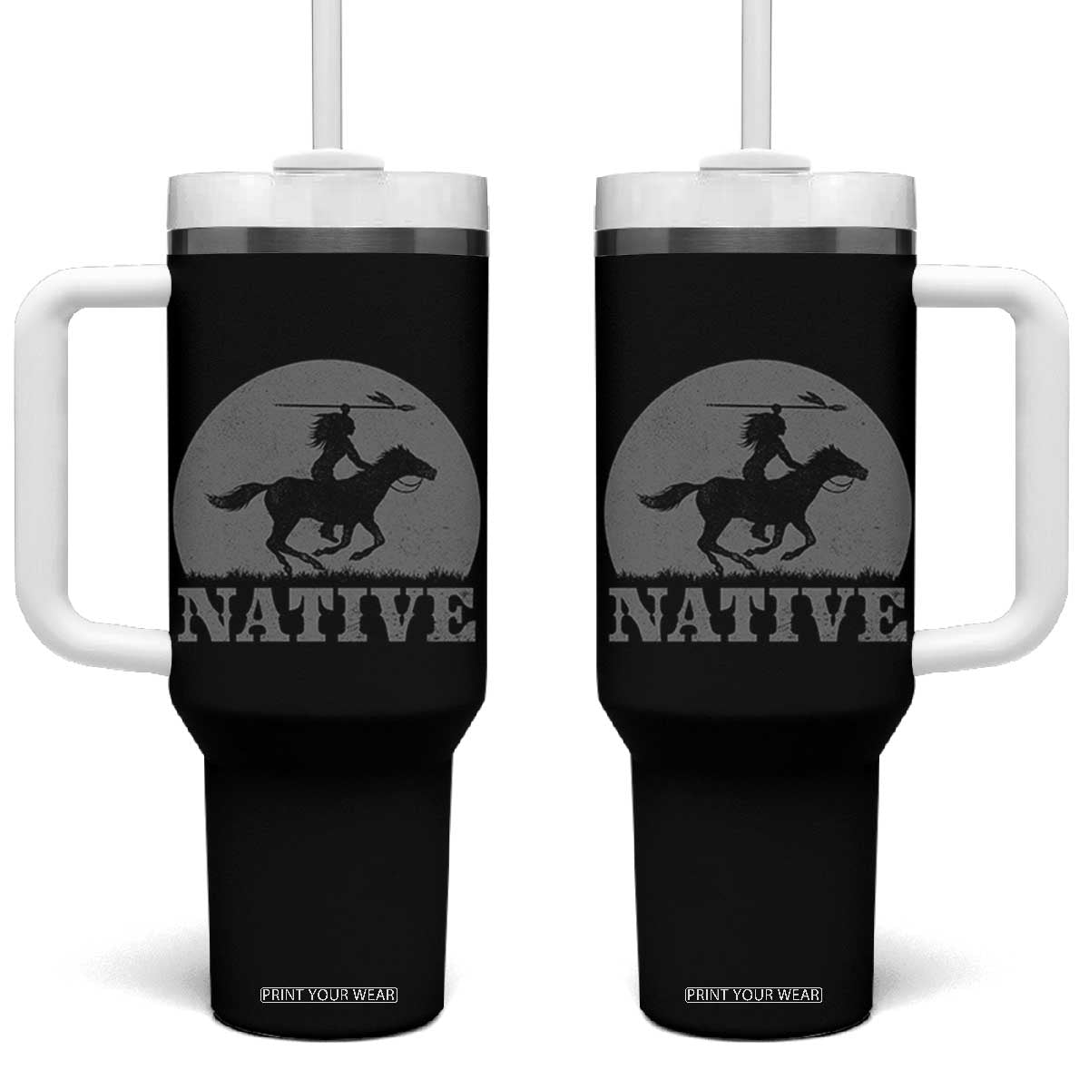 Northwest Native American Knight Pride Mountain Warrior Tumbler With Handle