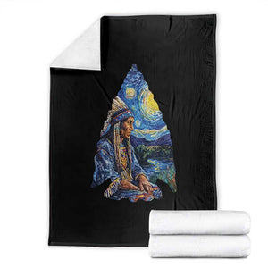 Native American Arrowhead Hunter Starry Night Throw Blanket