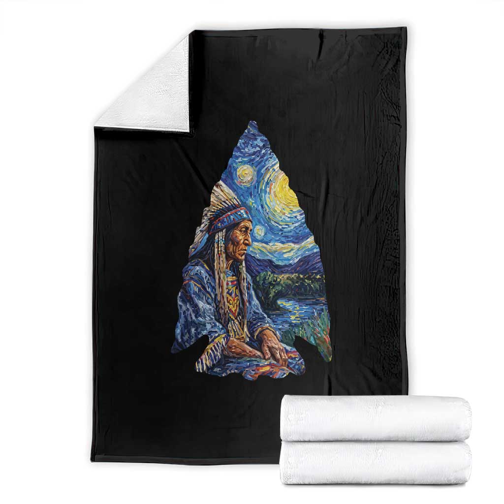 Native American Arrowhead Hunter Starry Night Throw Blanket TS14 Black Print Your Wear