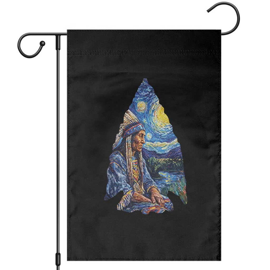 Native American Arrowhead Hunter Starry Night Garden Flag