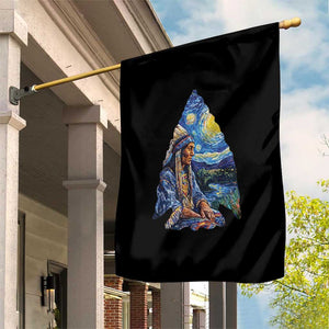 Native American Arrowhead Hunter Starry Night Garden Flag