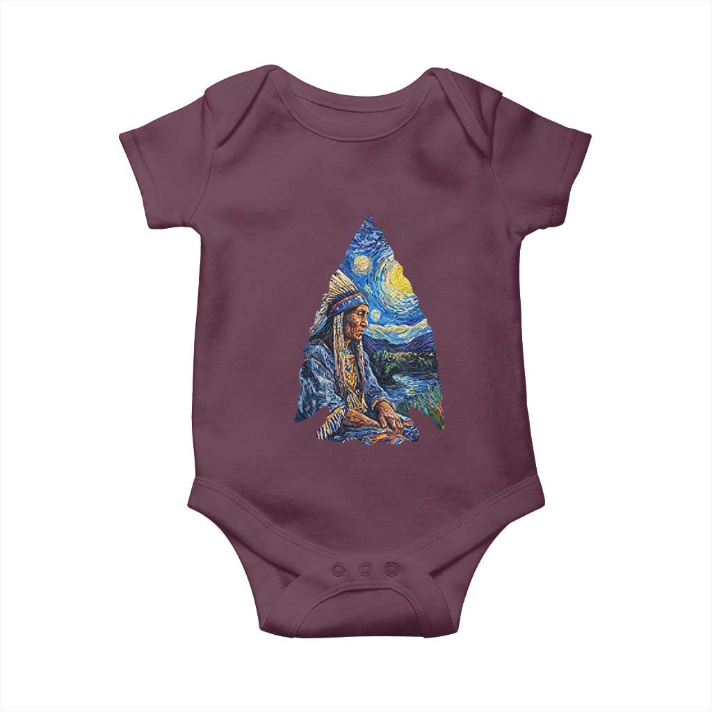 Native American Arrowhead Hunter Starry Night Baby Onesie