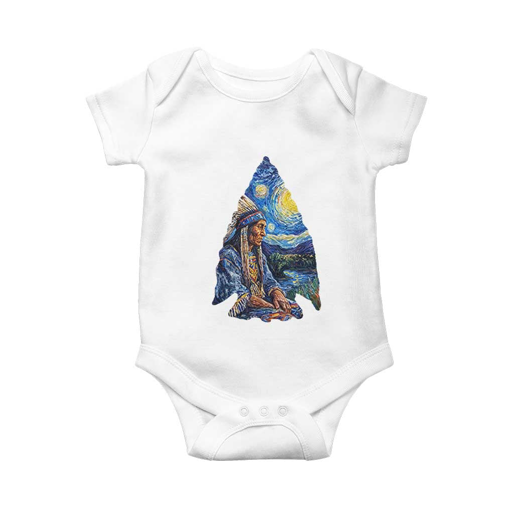 Native American Arrowhead Hunter Starry Night Baby Onesie
