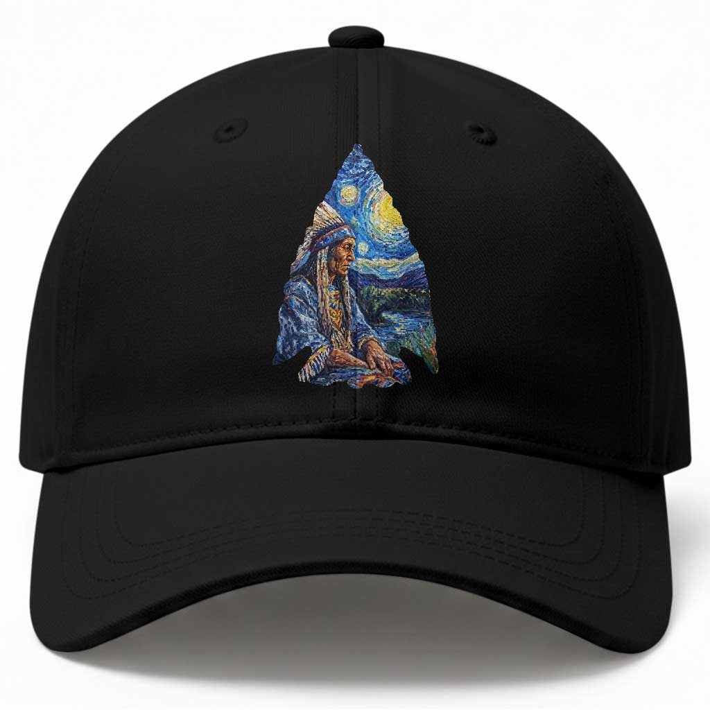 Native American Arrowhead Hunter Starry Night Baseball Cap