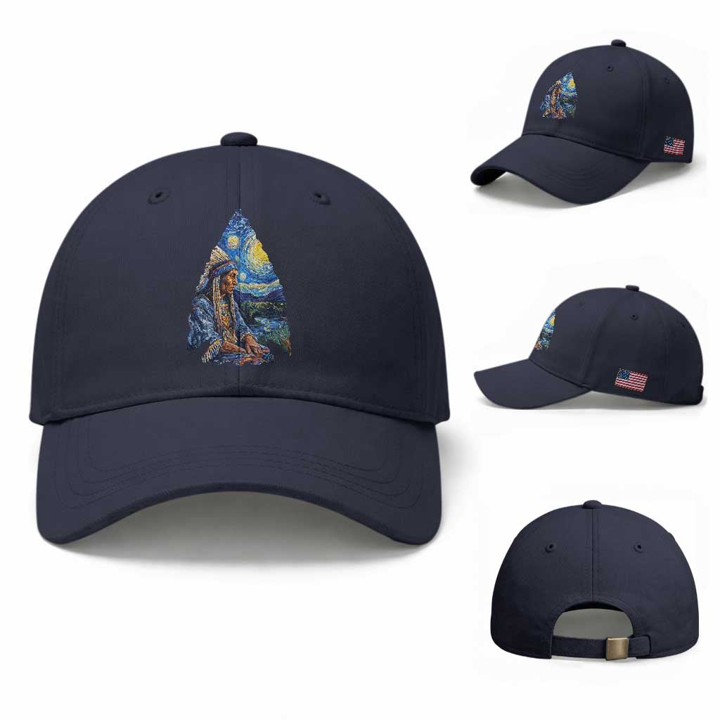 Native American Arrowhead Hunter Starry Night Baseball Cap