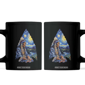 Native American Arrowhead Hunter Starry Night Coffee Mug