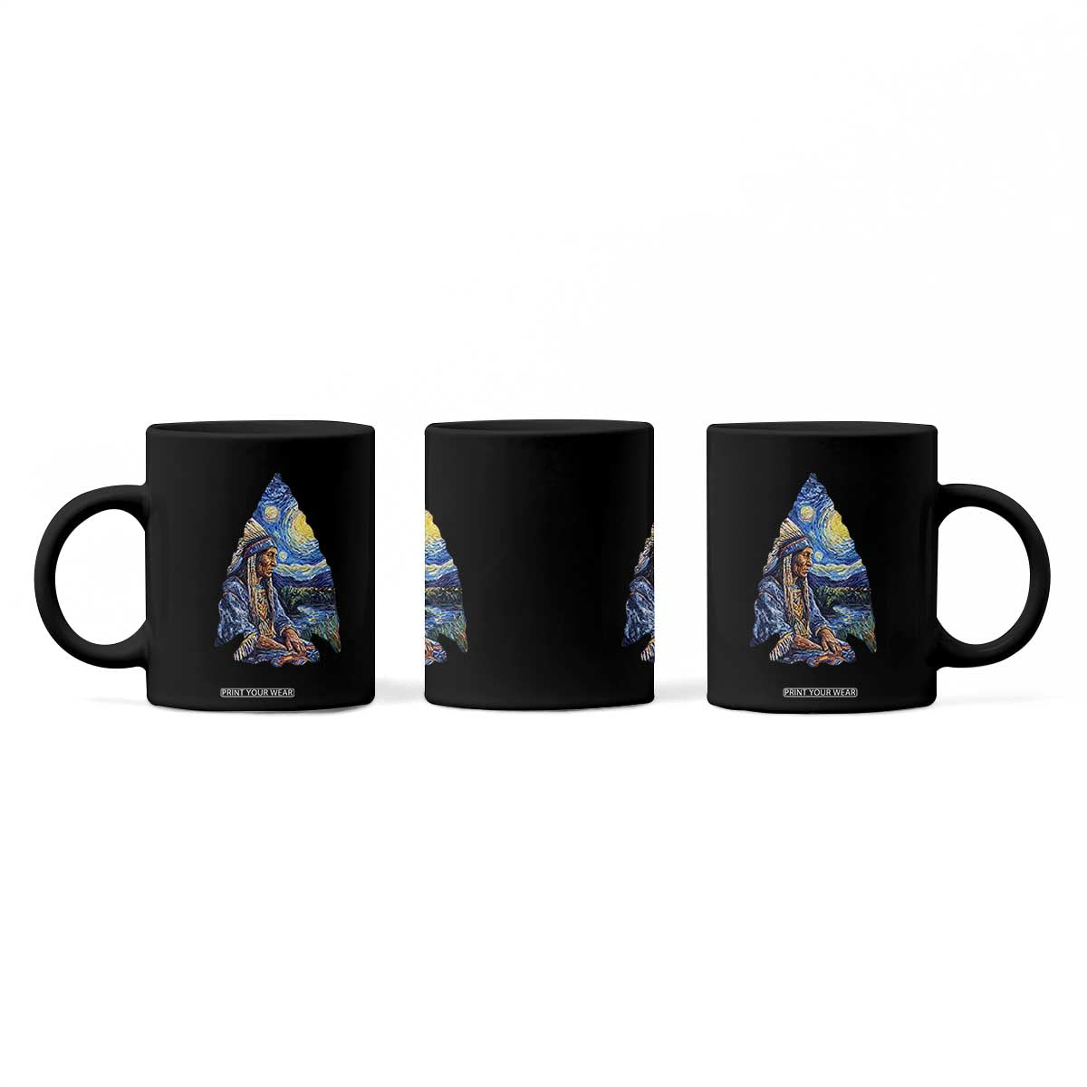 Native American Arrowhead Hunter Starry Night Coffee Mug