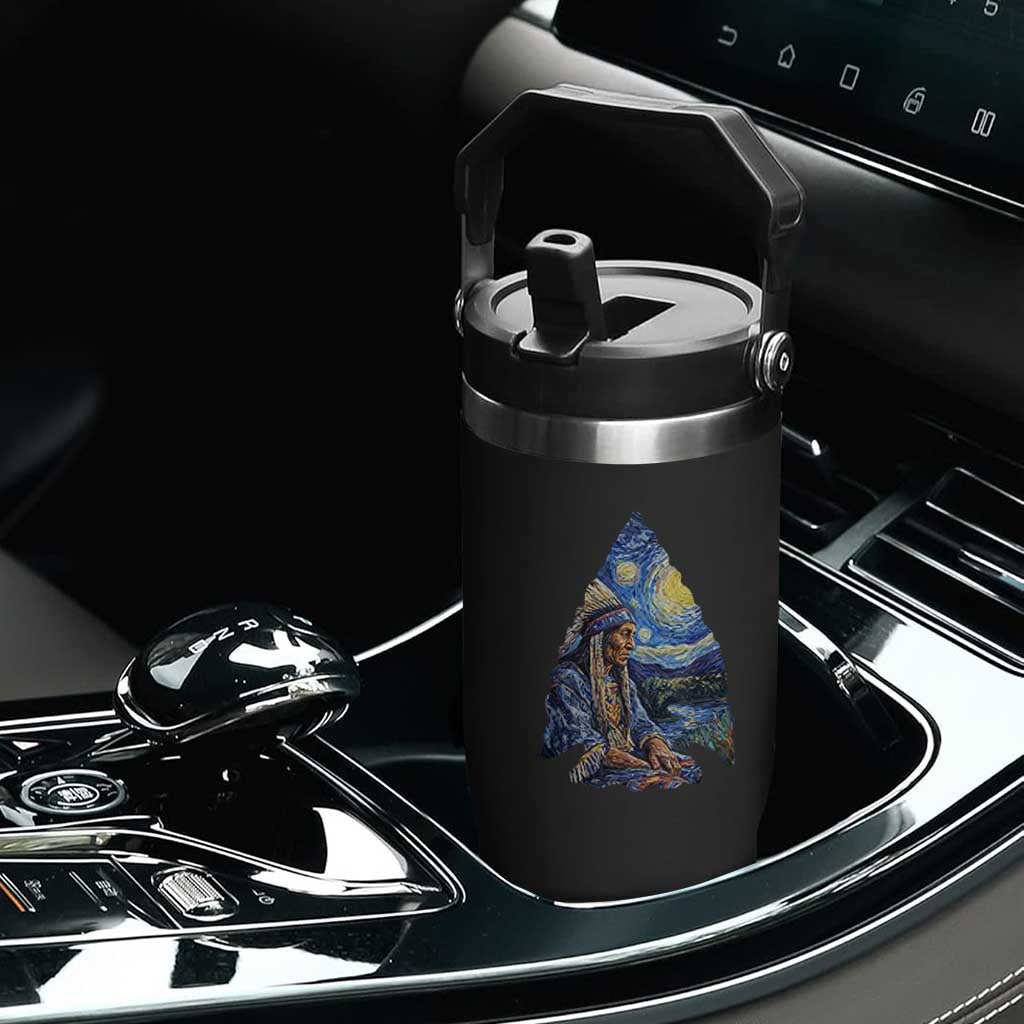 Native American Arrowhead Hunter Starry Night Flip Straw Tumbler