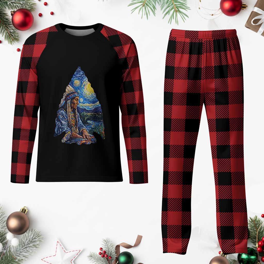 Native American Arrowhead Hunter Starry Night Plaid Pajama Set