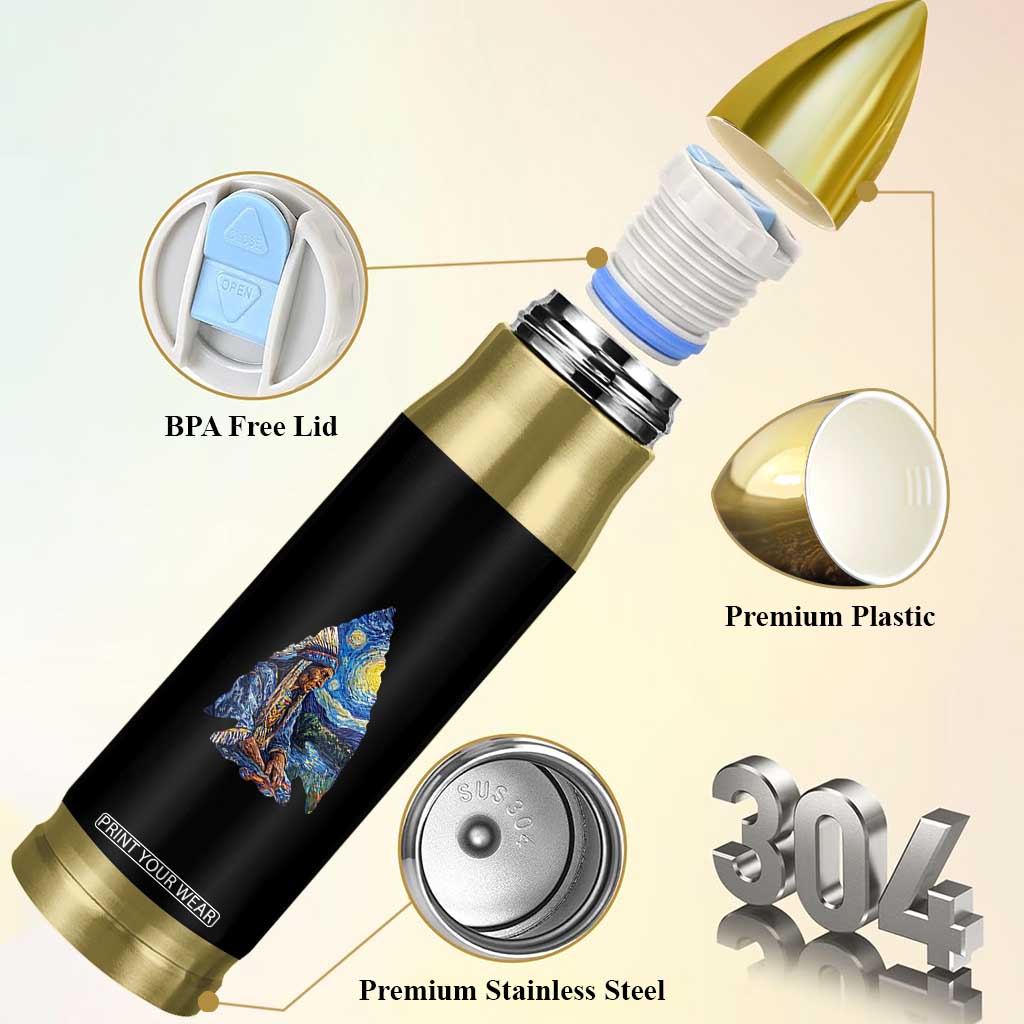 Native American Arrowhead Hunter Starry Night Bullet Tumbler