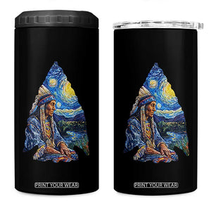 Native American Arrowhead Hunter Starry Night 4 in 1 Can Cooler Tumbler