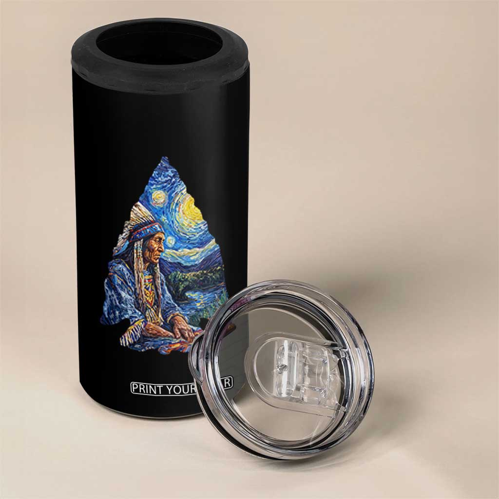 Native American Arrowhead Hunter Starry Night 4 in 1 Can Cooler Tumbler
