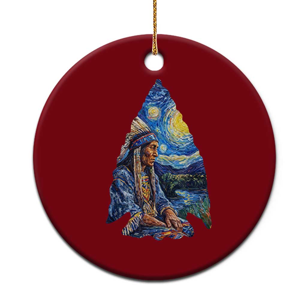 Native American Arrowhead Hunter Starry Night Ceramic Ornament TS14 1pc Red Print Your Wear