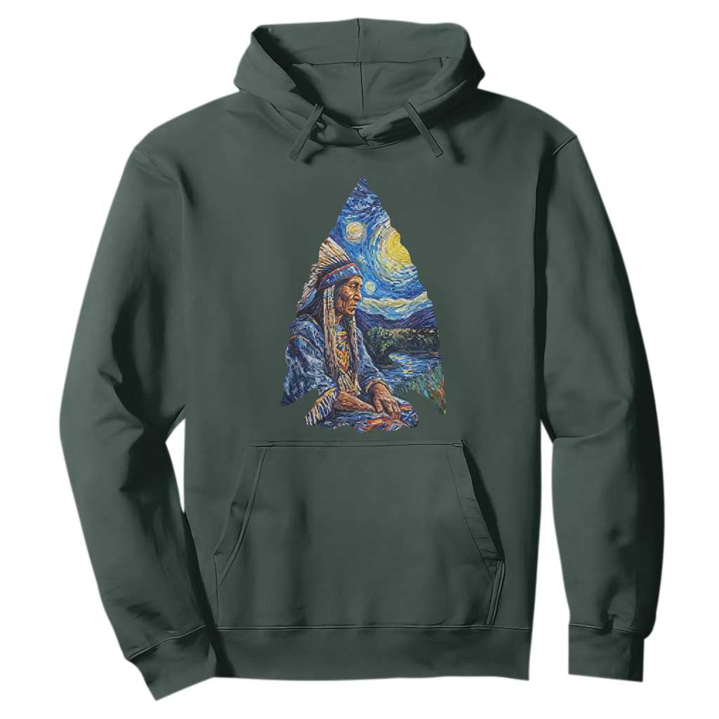 Native American Arrowhead Hunter Starry Night Hoodie