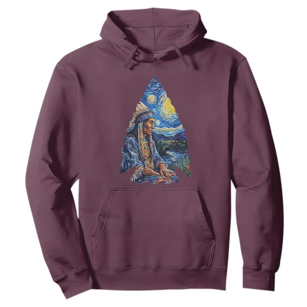 Native American Arrowhead Hunter Starry Night Hoodie