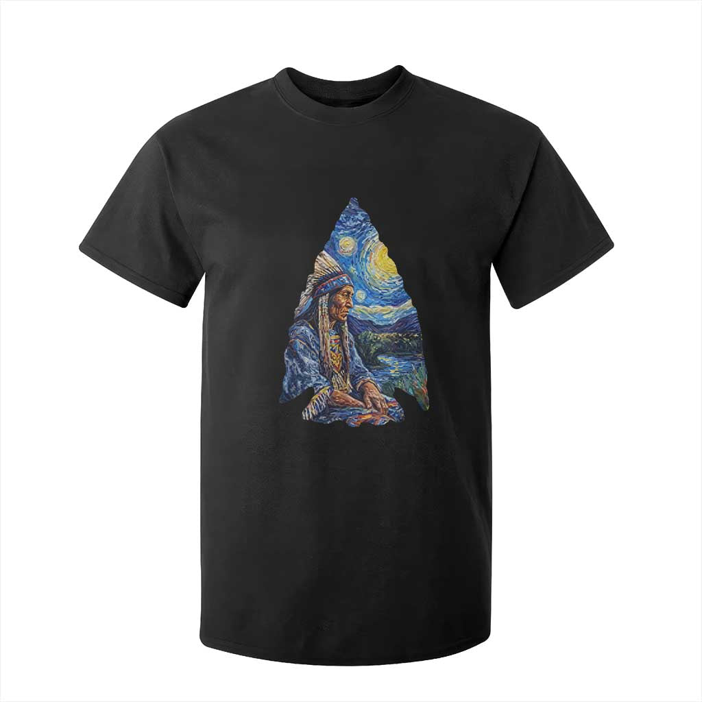 Native American Arrowhead Hunter Starry Night T Shirt For Kid