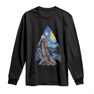 Native American Arrowhead Hunter Starry Night Long Sleeve Shirt