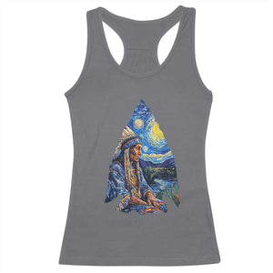 Native American Arrowhead Hunter Starry Night Racerback Tank Top
