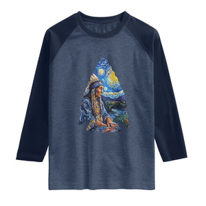 Native American Arrowhead Hunter Starry Night Raglan Shirt