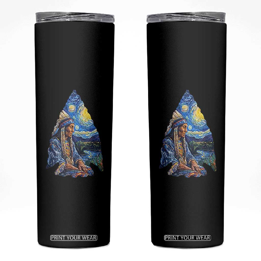 Native American Arrowhead Hunter Starry Night Skinny Tumbler
