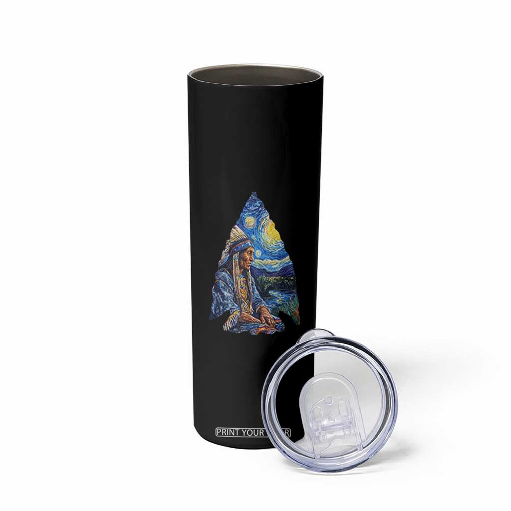 Native American Arrowhead Hunter Starry Night Skinny Tumbler