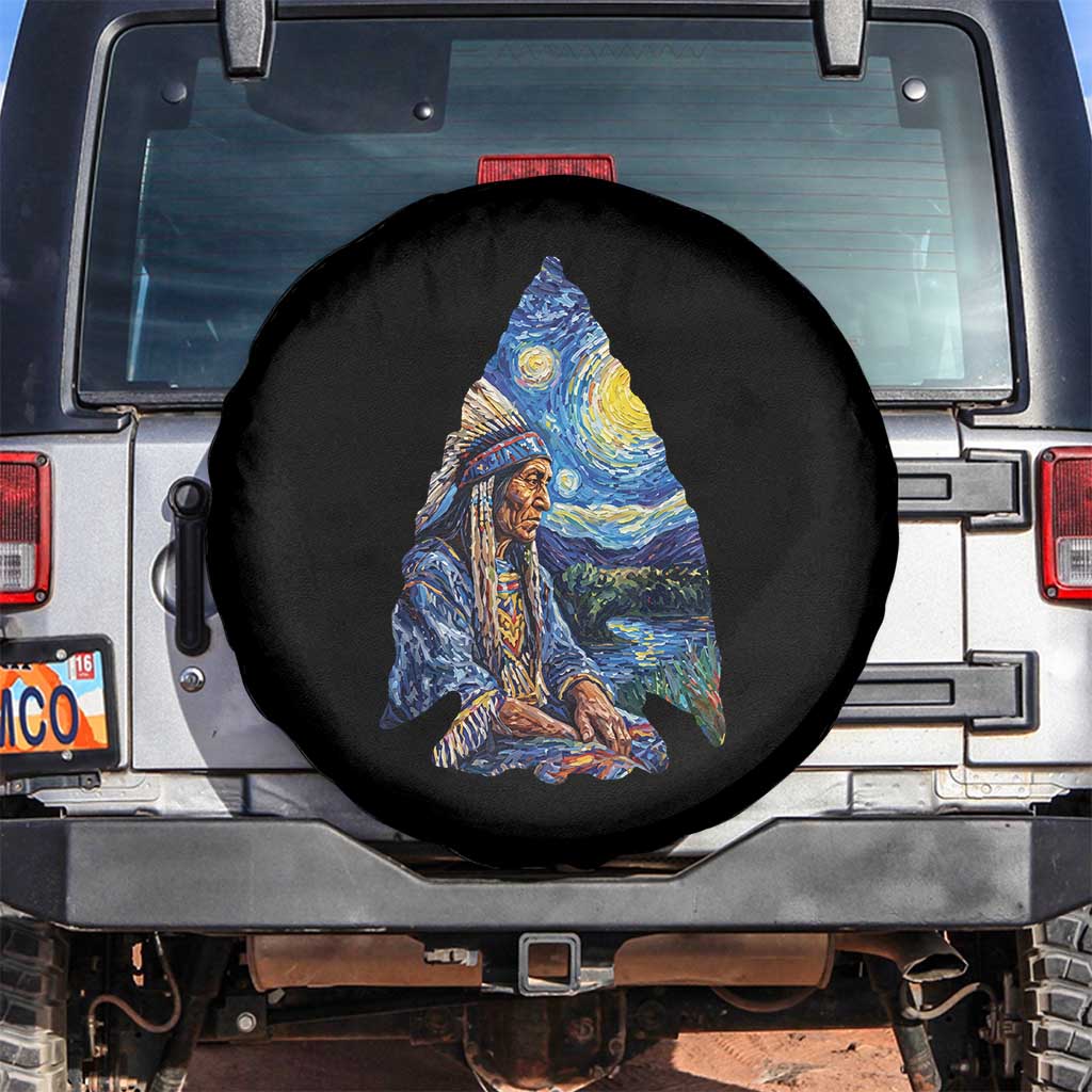Native American Arrowhead Hunter Starry Night Spare Tire Cover TS14 No hole Black Print Your Wear