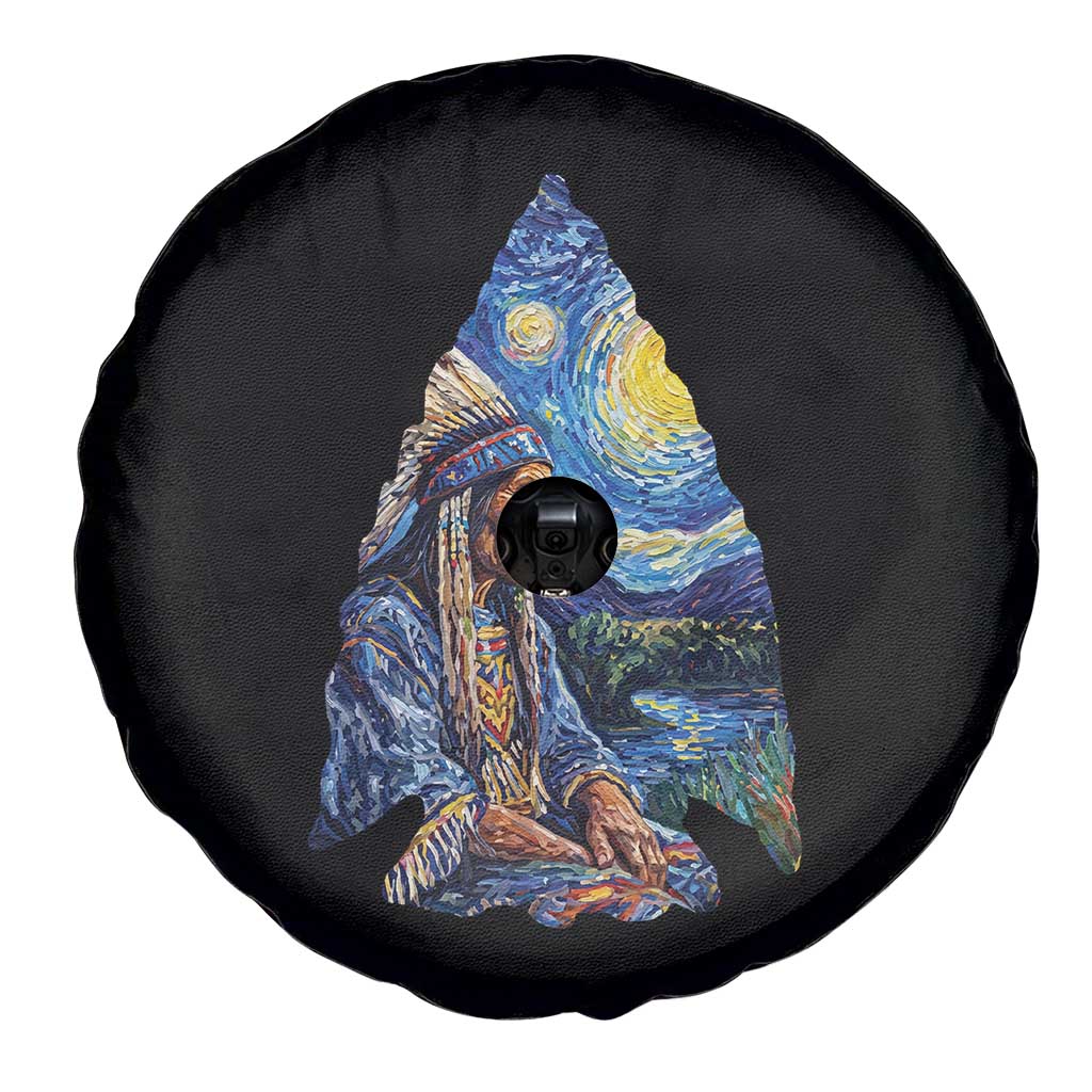 Native American Arrowhead Hunter Starry Night Spare Tire Cover