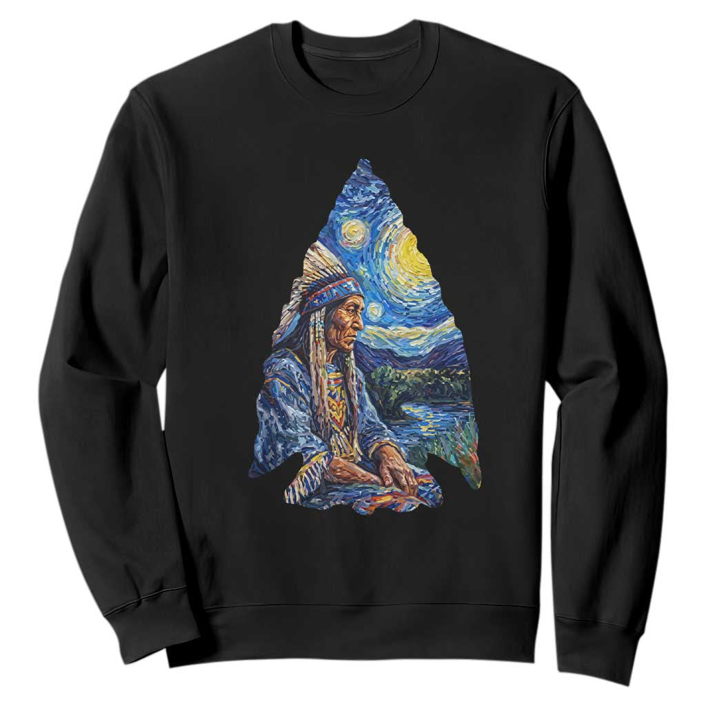 Native American Arrowhead Hunter Starry Night Sweatshirt TS14 Black Print Your Wear