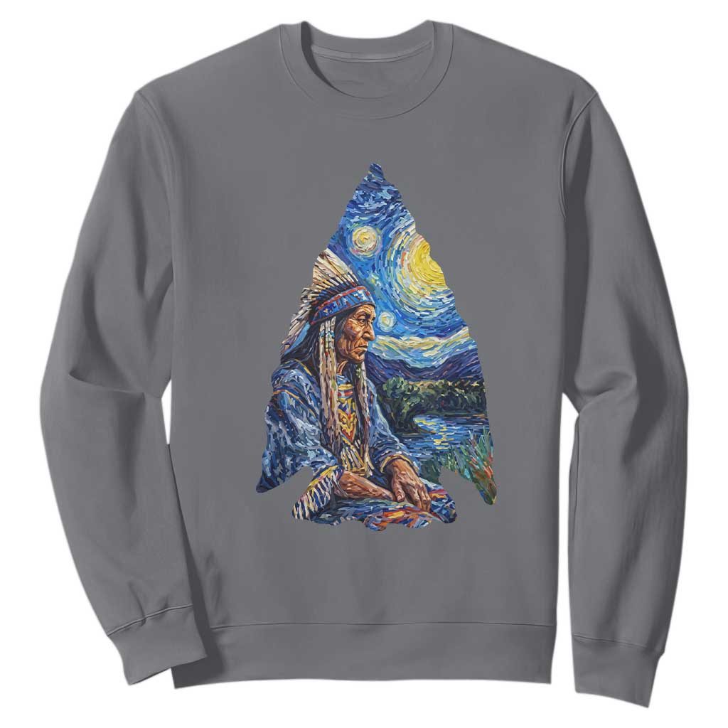 Native American Arrowhead Hunter Starry Night Sweatshirt