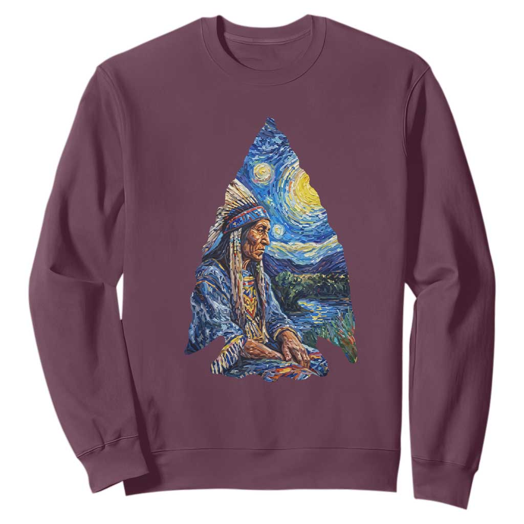 Native American Arrowhead Hunter Starry Night Sweatshirt