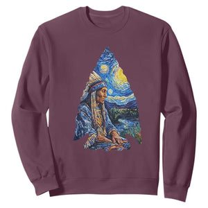 Native American Arrowhead Hunter Starry Night Sweatshirt
