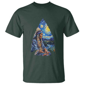 Native American Arrowhead Hunter Starry Night T Shirt